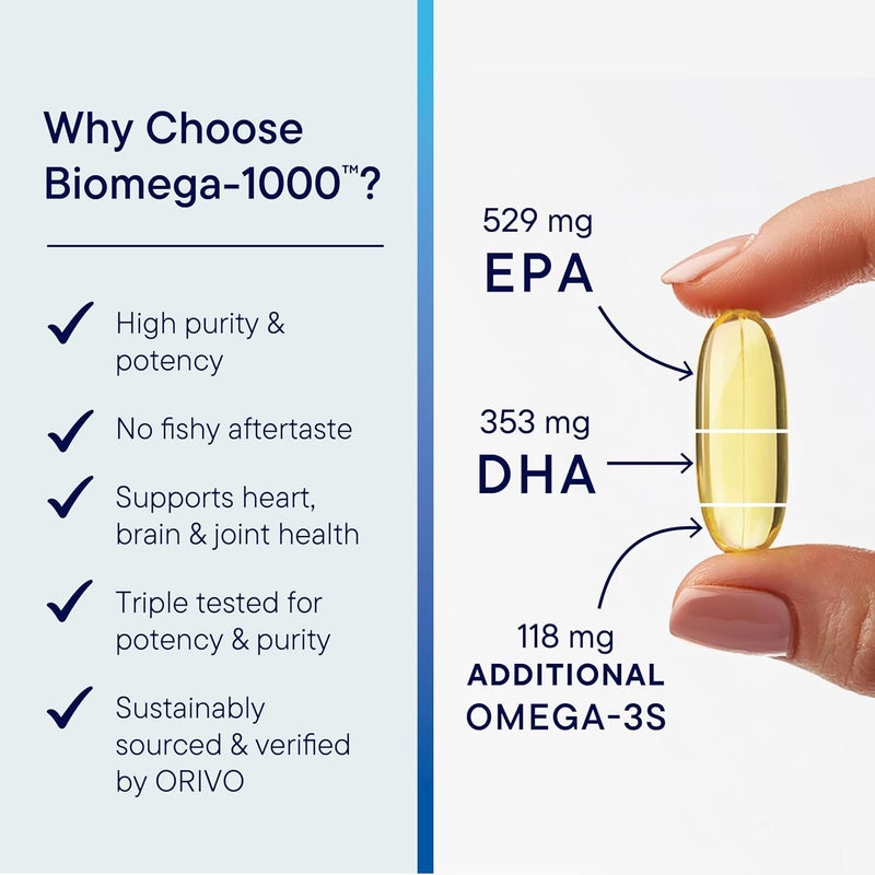 Biotics Research Biomega1000 Omega 3 Fish Oil with EPADHA Omega3 Fatty Acids 1000 mg Highly Concentrated Fish Oil for Women  Men Supports Immune Brain  Heart Health90 Softgels - Image 3