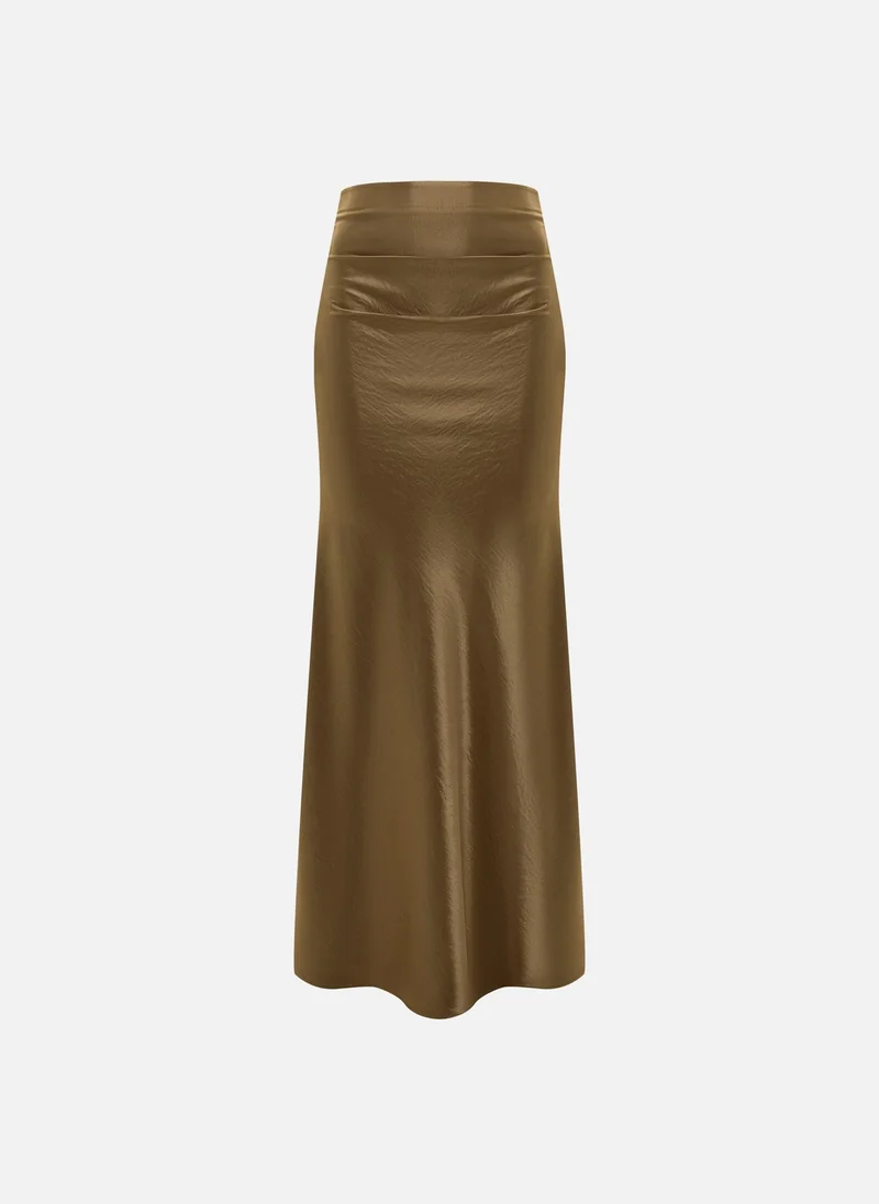 Lichi Floor-length maxi skirt in crinkled satin