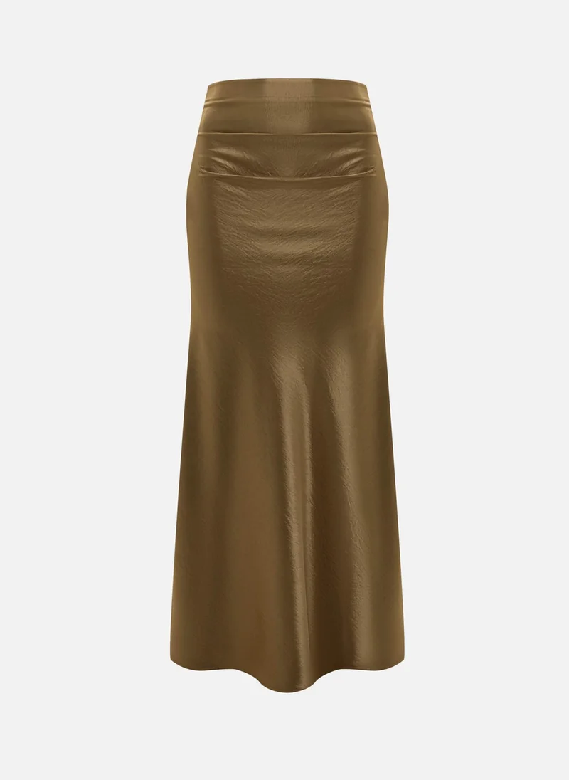 Lichi  Floor-length maxi skirt in crinkled satin for Women | Best Price UAE