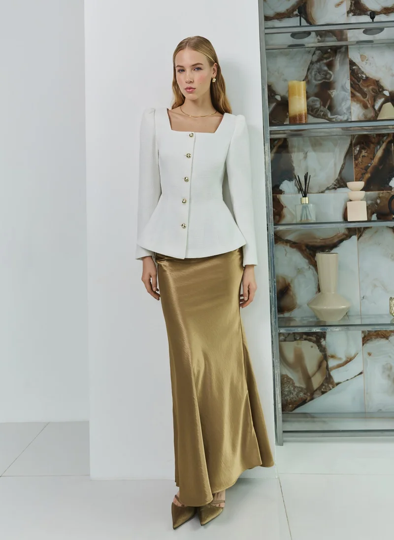 Lichi  Floor-length maxi skirt in crinkled satin for Women | Best Price UAE