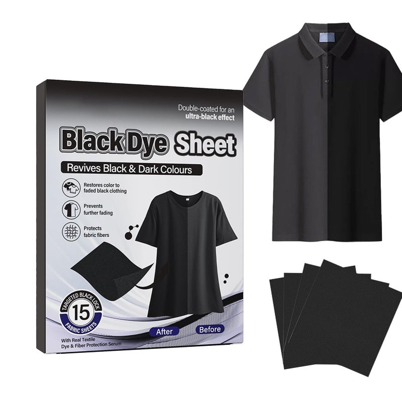 صبغة الملابس السوداء 15 منشفة غسيل مُجددة للألوان العناية بالأقمشة استعادة الملابس - Image 2