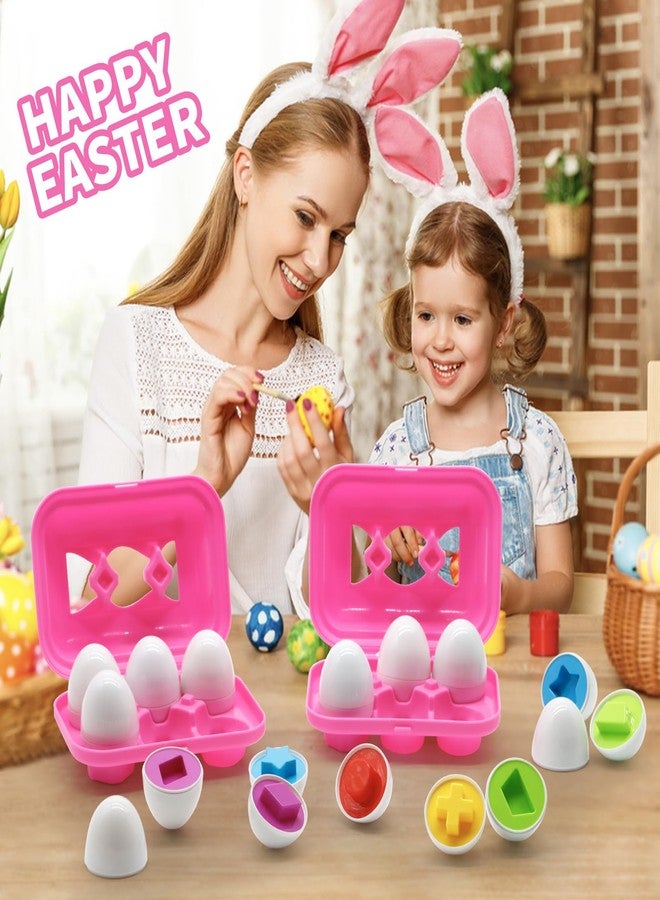 MOONTOY Toddler Toys Easter Eggs Learning Montessori Toys for 1 2 3 Year Old Girl Boy Kid Gift Matching Eggs Educational Color Sorting Baby Puzzle Cognitive Shape Sorter, 6 Eggs Easter Basket Stuffers - Image 4