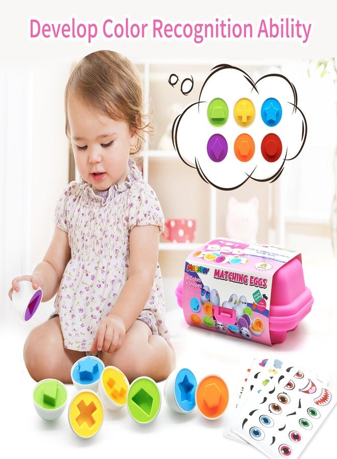 MOONTOY Toddler Toys Easter Eggs Learning Montessori Toys for 1 2 3 Year Old Girl Boy Kid Gift Matching Eggs Educational Color Sorting Baby Puzzle Cognitive Shape Sorter, 6 Eggs Easter Basket Stuffers - Image 3
