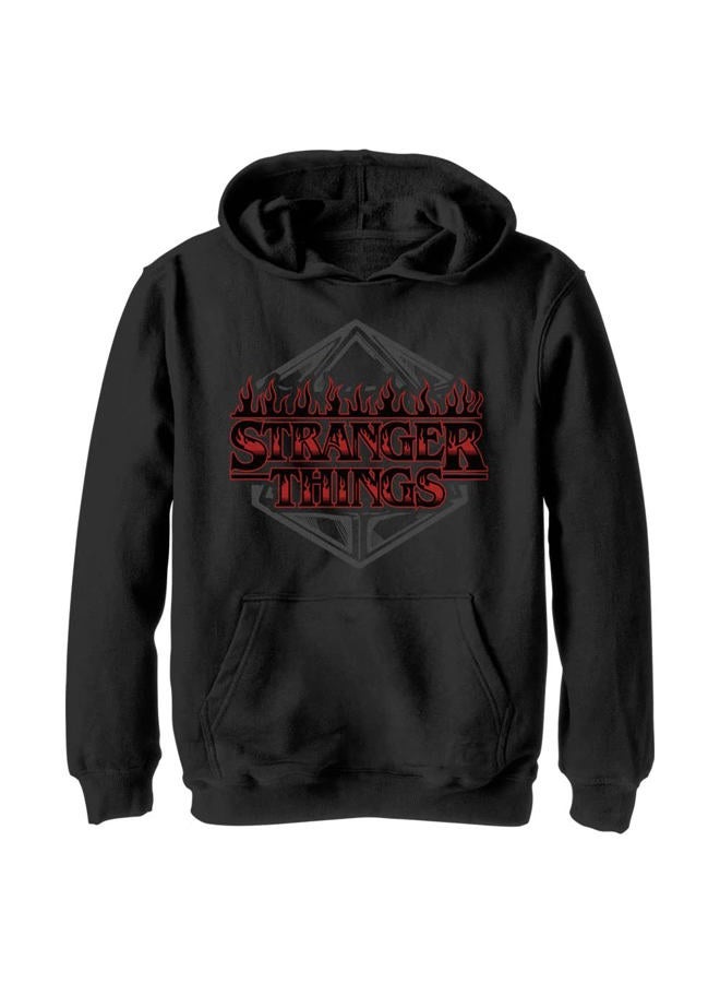 Kids Stranger Things Dice Badge Youth Pullover Hoodie, Black, Large