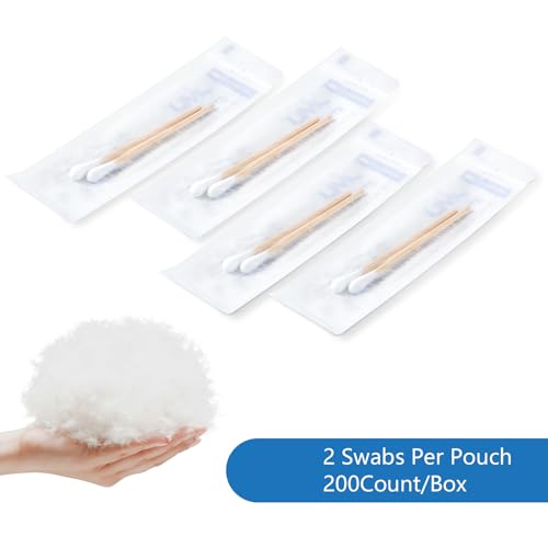 JMU Sterile Cotton Tipped Applicators 3", 200 Count Sterile Cotton Swabs, Wood Shaft Medical Swabs - Image 3