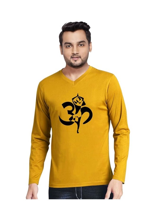OPLU Store Men's Regular Fit Cotton Printed Tshirt,  Yellow, M - Image 1
