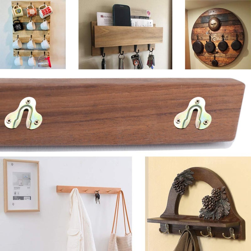 Adiyer 20pcs Zinc Yellow Keyhole Hangers Mirror Picture Frame Hangers Mug Key Coat Hanging Rack Wooden Board Wall Mount Single Keyhole Hanging Plate - Image 4