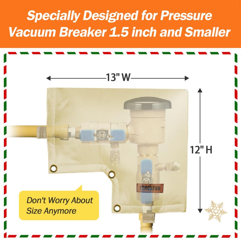 TOHONFOO Backflow Preventer Insulated Pouch (5F) - Pressure Vacuum Breaker Cover - Winter Water Well Pump And Sprinkler Valve Insulation - Protects From Severe Snow And Intense Sun - Image 2