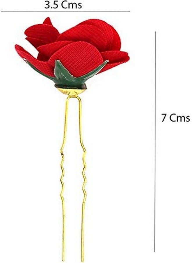 Drishti Hair Bun Pin Fancy Rose Juda Pins With Crystal Rhinestone For Women And Girls 1 Box Set Of 12 Pin - Image 3
