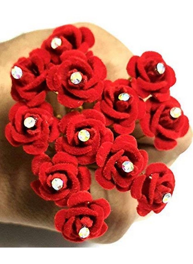 Drishti Hair Bun Pin Fancy Rose Juda Pins With Crystal Rhinestone For Women And Girls 1 Box Set Of 12 Pin - Image 1