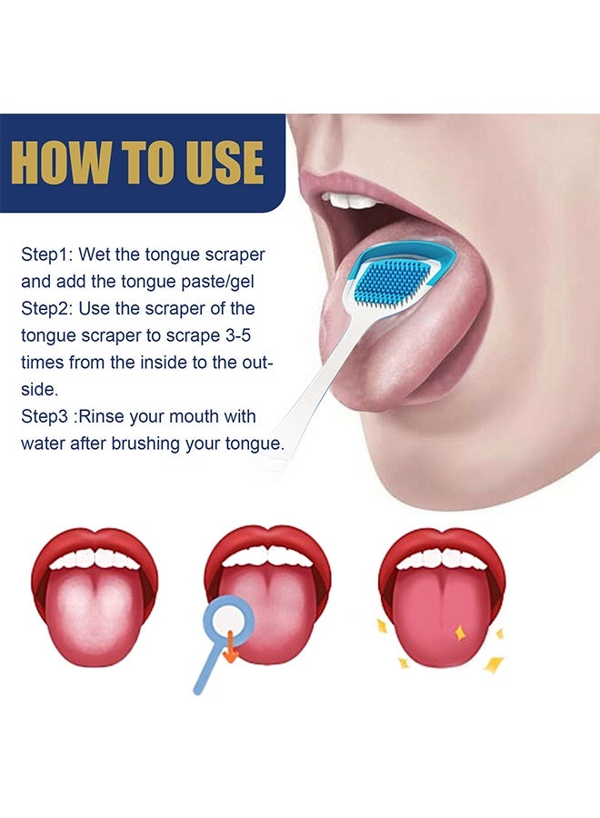 Jaysuing White Hairy Tongue Removal Kit, Tongue Cleaning Gel Set, Tongue Cleaner Gel With Tongue Brush, Tongue Scraper Scrubber For Adults With Cleaning Gel - Image 4