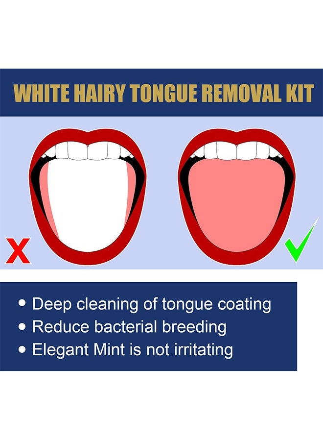 Jaysuing White Hairy Tongue Removal Kit, Tongue Cleaning Gel Set, Tongue Cleaner Gel With Tongue Brush, Tongue Scraper Scrubber For Adults With Cleaning Gel - Image 3