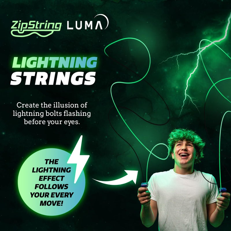 ZipString Lightning Luma Replacement Strings for Rope Launcher Toy â€“ Pack of 3 â€“ UV Reactive Glow in The Dark Fidget for Kids & Adults â€“ Shark Tank Featured â€“ Device Not Included - Image 3