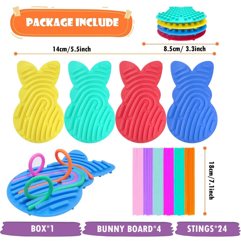 Cherislpy 4 Pcs Easter Bunny Sensory Activity Board Toys Double-Side Silicone Fidget Toy for Kids Boys Girls Calming for Anxiety Easter Basket Stuffers Eggs Fillers Party Favors Gifts - Image 2
