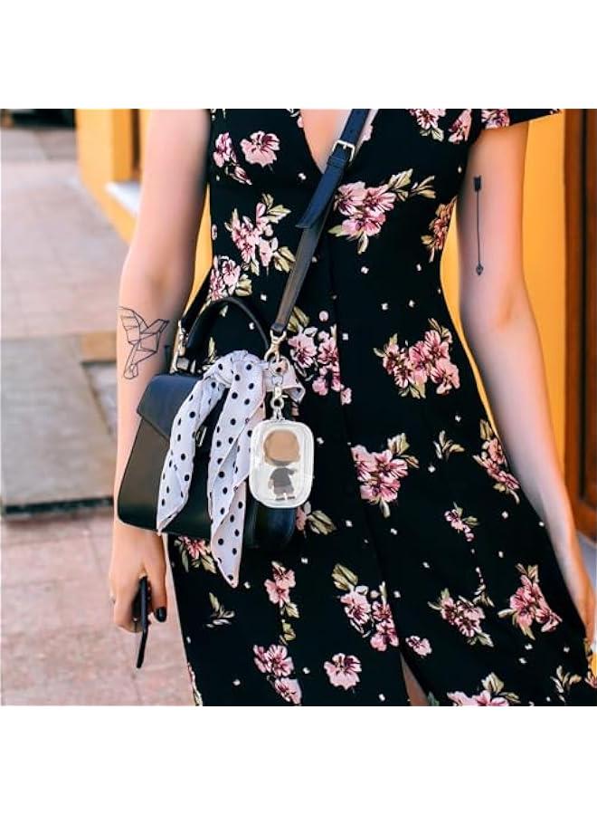 Arabest 2Pcs Clear Figure Display Bag with Chain, 3.74 Clear Dolls Display Bag PVC Portable Small Mini Dolls Pouch Carrying Case Storage Bag Keychain Charm(Square Black)  - Image 4