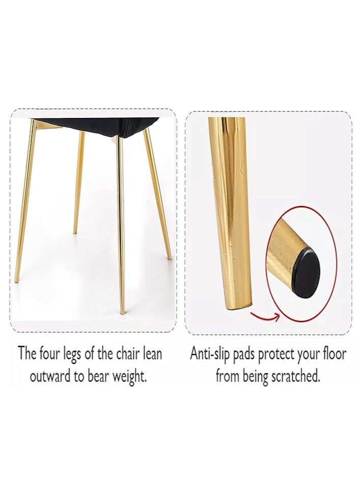 Poppins Home Poppins HOME Dining Room Chair Luxury Living room Chair Makeup Chair Multipurpose Chair Velvet Fabric with gold Legs (Blue)  - Image 4