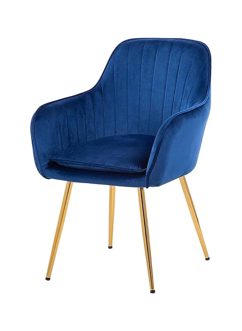 Poppins Home Poppins HOME Dining Room Chair Luxury Living room Chair Makeup Chair Multipurpose Chair Velvet Fabric with gold Legs (Blue)  - Image 1