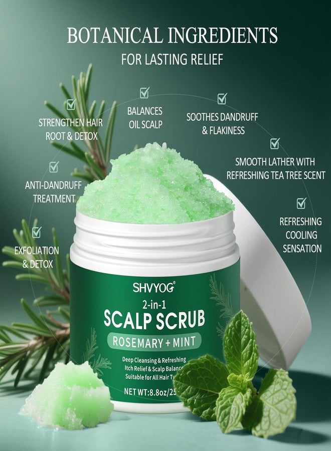 SHVYOG Scalp Scrub, Rosemary Exfoliator Scrub with Peppermint & Sea Salt, Anti-Dandruff Detox Clarifying Exfoliator Shampoo for Deep Scalp Cleanse with Scalp Massager - Image 3