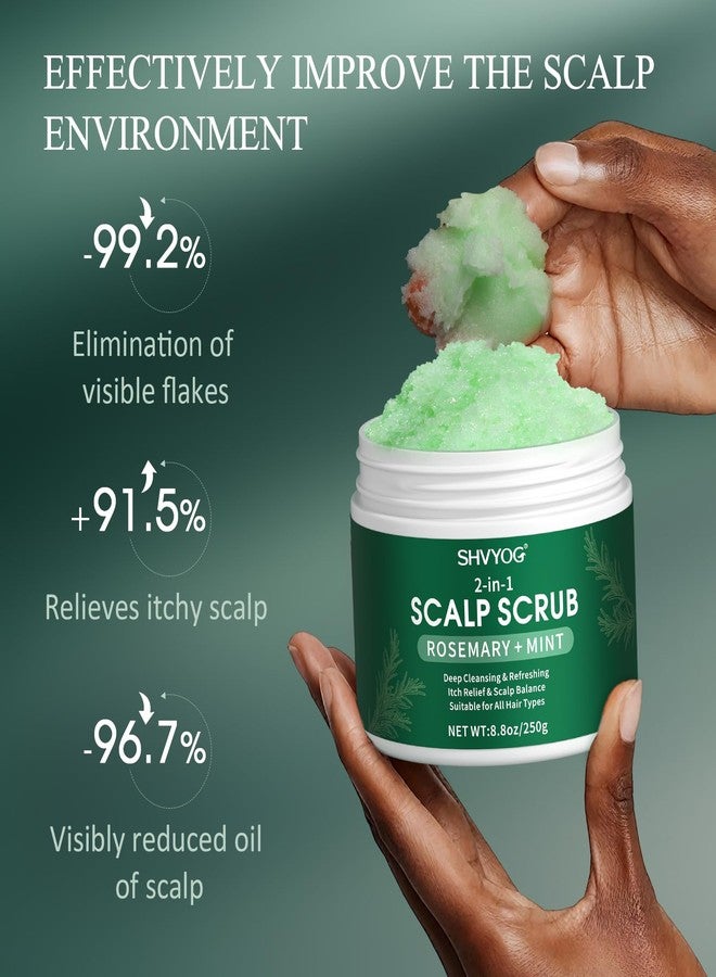 SHVYOG Scalp Scrub, Rosemary Exfoliator Scrub with Peppermint & Sea Salt, Anti-Dandruff Detox Clarifying Exfoliator Shampoo for Deep Scalp Cleanse with Scalp Massager - Image 5