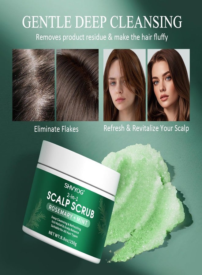 SHVYOG Scalp Scrub, Rosemary Exfoliator Scrub with Peppermint & Sea Salt, Anti-Dandruff Detox Clarifying Exfoliator Shampoo for Deep Scalp Cleanse with Scalp Massager - Image 4