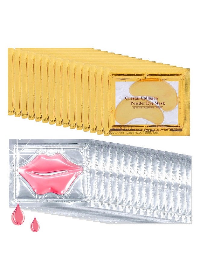 Miniling 30 Pairs 24K Gold Eye Masks & Lip Maskscrystal Collagen Eye Patches For Puffy Eyes Effectively Moisturizing Lip & Eye Skin Care Reducing Fine Lines Dark Circleeye Patches - Image 1