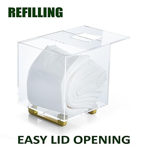 YoBa Thick Clear Acrylic Square Tissue Box Holder with Gold Plated Aluminum Legs for Bathroom, Kitchen, Bedroom, Office, Hotels and Restaurant - Image 3