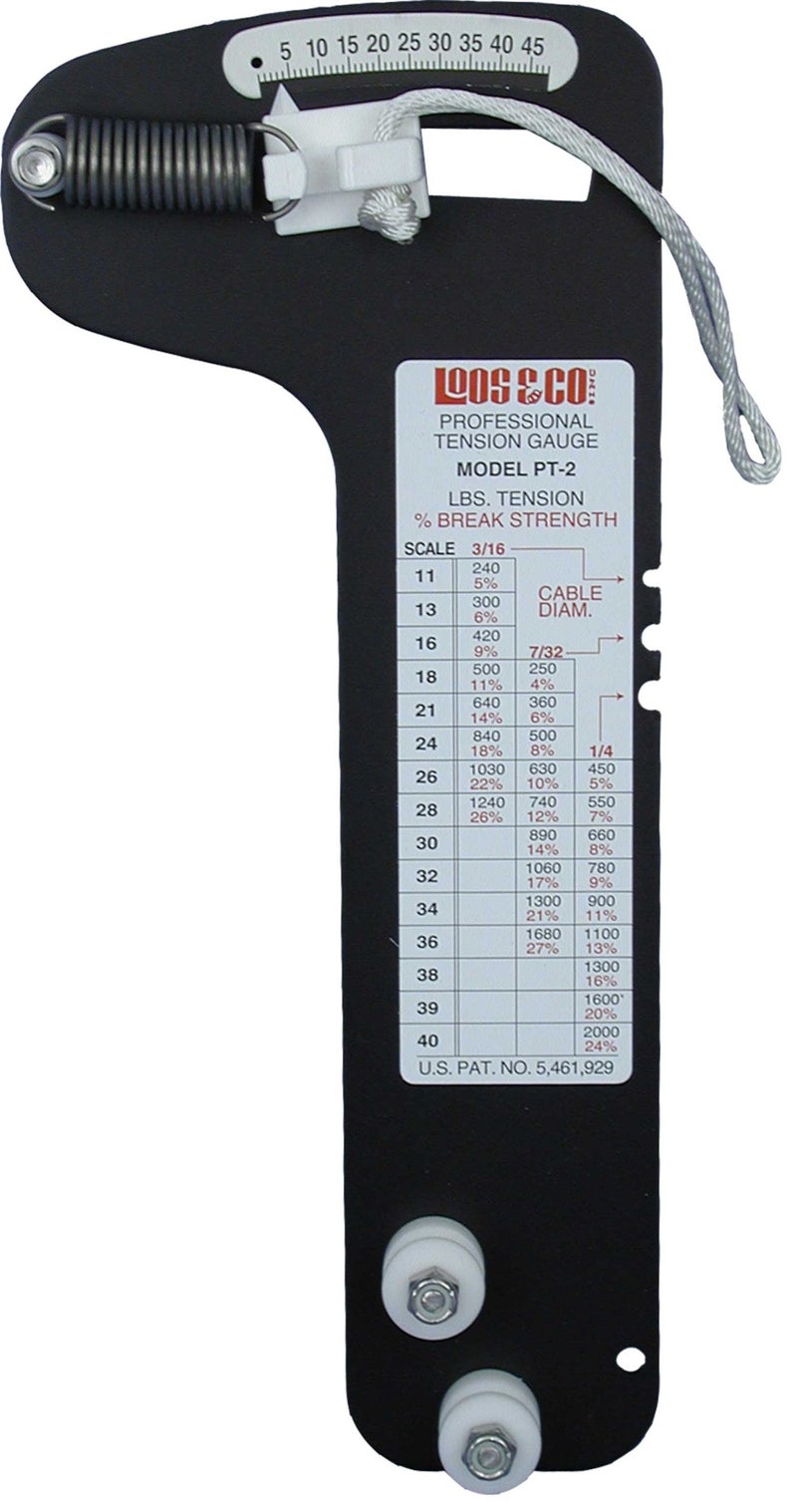 Loos Co Sailboat Rigging Tension Gauge PT2 Professional HandsFree Force Gauge Cable Rigs Wire Rope Standing Rigging and Forestays for 316 732 and inch Cable Diameter 2000 lbs