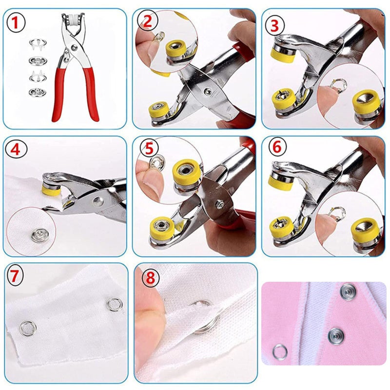 GTAAOY 800PCS Metal Snaps Buttons with Fastener Pliers Press Tool Kit Perfect for DIY Crafts Clothes Hats and Sewing, Snap Button Fasteners Kit for Clothing Sewing(200 Sets,9.5mm) - Image 3