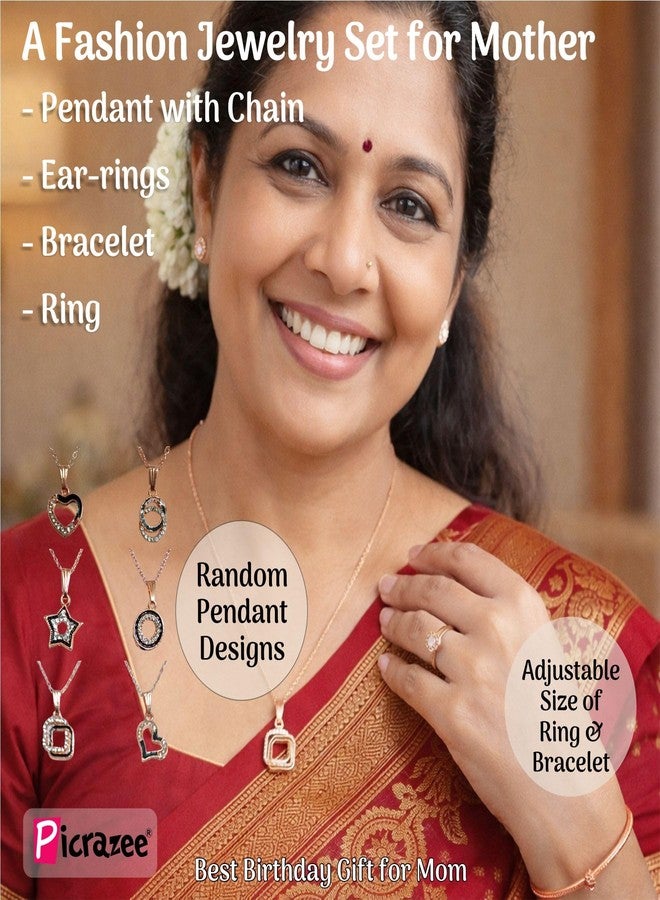 PICRAZEE Mother’s Day Gift for Mom | Birthday Gift for Mother Combo – Jewellery Set (Pendant Chain, Earrings, Bracelet, Ring), Ceramic Mug, Card, Fridge Magnet & Keyring | Best Mom Gift Hamper (D1) - Image 2