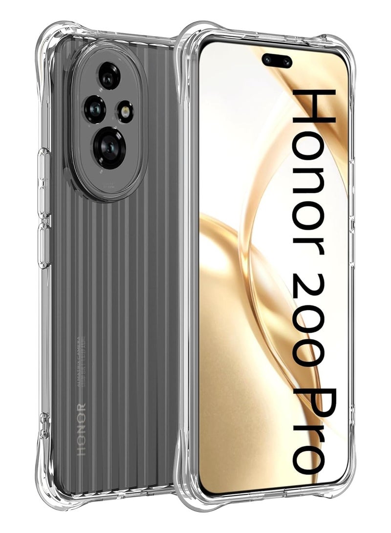 عام حافظة متوافقة مع Honor 200 Pro 5G، غطاء شفاف رفيع للغاية من السيليكون الناعم TPU، حماية بوسادة هوائية مقاومة للصدمات. - Image 2