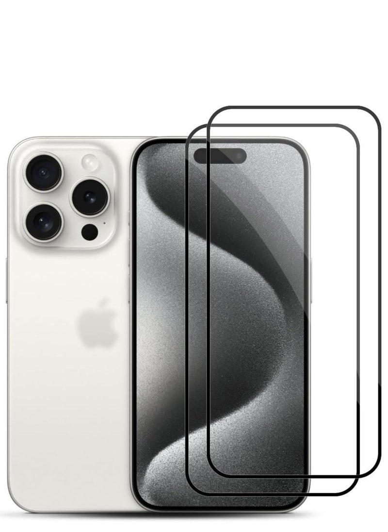 Raxoom [ 2 Pack ] Screen Protector for iPhone 15 Pro Max With Camera Lens Protector, 9H Hardness Scratch Resistant Full Coverage Screen Guard HD Ultra-thin Tempered Glass Screen Guard - Image 1