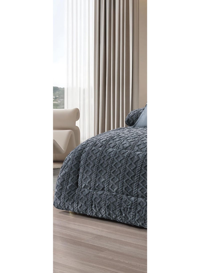 مينجلي مفرش سرير نفرين مخمل شتوي فخم بتصميم انيق وخامة تمنحك الدفئ والراحة 6 قطع، مقاس اللحاف 240x220 سم - Image 3