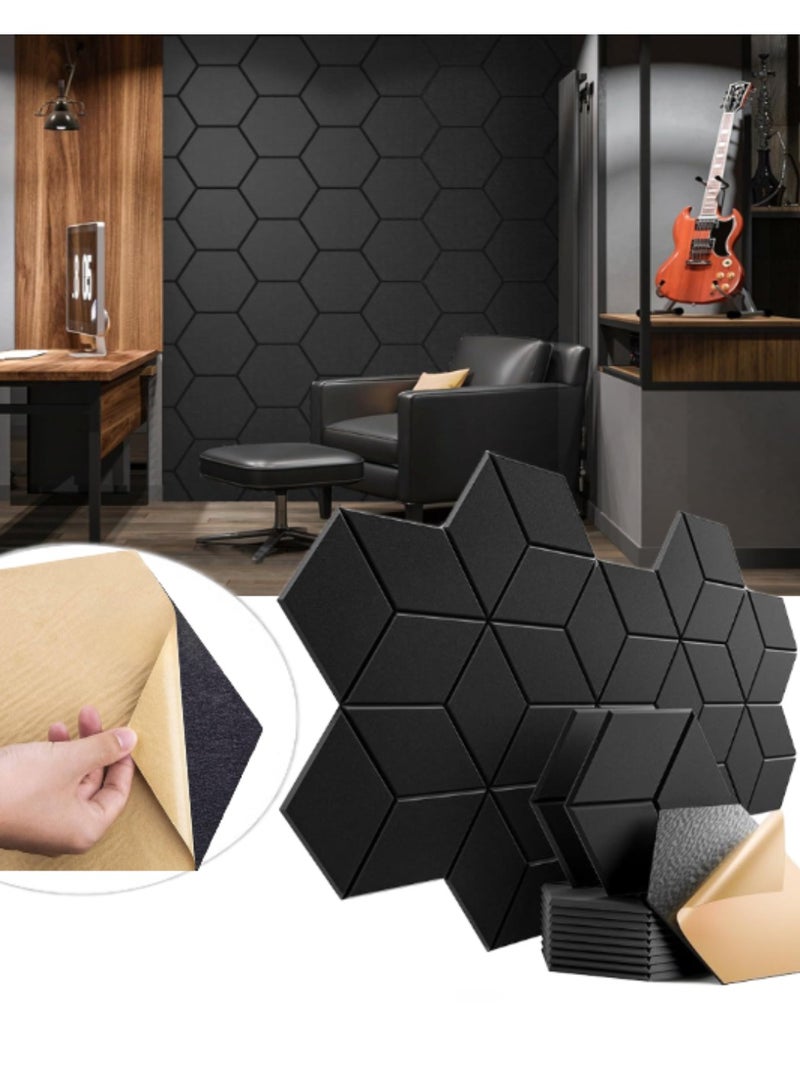 Naxifly 12 Pack Soundproof Foam Wall Panels, 30X15X13cm, Sound Absorbing Panels Self-Adhesive, Sound Insulation Wall Panels High Density, Sound Absorbing Panels for Home Studio Office Wall Decoration and Acoustic Treatment Black - Image 1