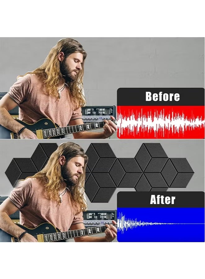 Naxifly 12 Pack Soundproof Foam Wall Panels, 30X15X13cm, Sound Absorbing Panels Self-Adhesive, Sound Insulation Wall Panels High Density, Sound Absorbing Panels for Home Studio Office Wall Decoration and Acoustic Treatment Black - Image 4