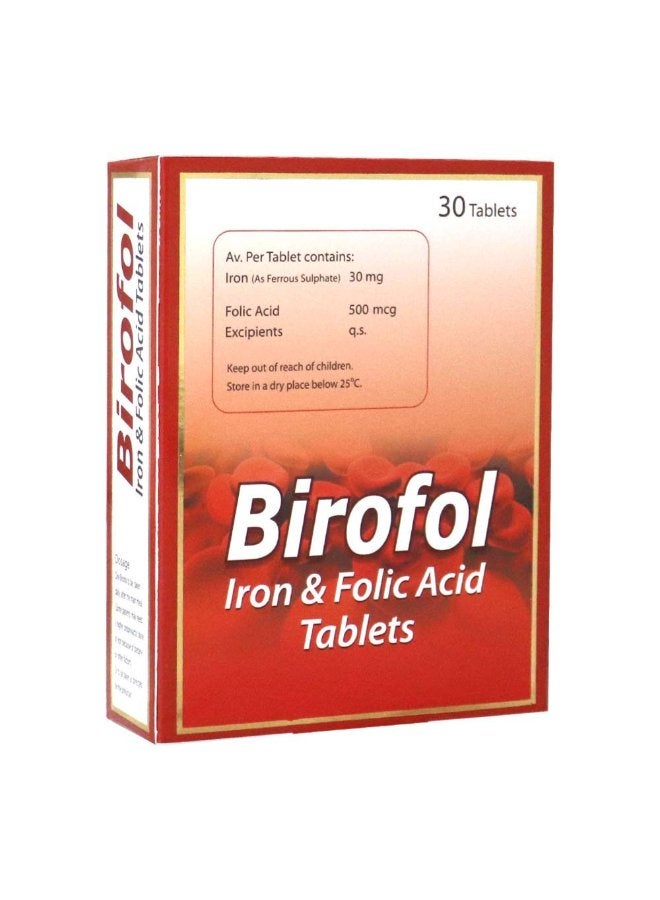 Birofol مكمل بروفول الحديد وحمض الفوليك 30 قرص - Image 2