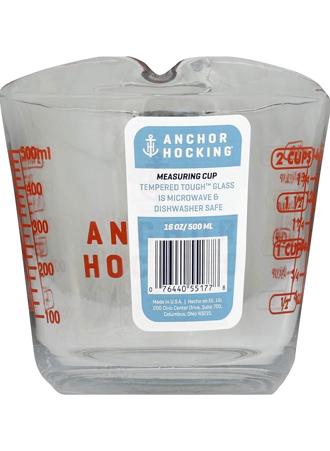أنكور هوكينغ طقم أكواب قياس بمقبض مفتوح من الزجاج مكون من 4 قطع بسعة 16 أونصة - Image 1