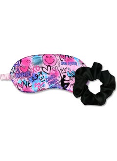 iscream iscream + Corey Paige Designs Silky Satin, Fully Lined Sleep Mask and Matching Scrunchy Set - Love to Dance 