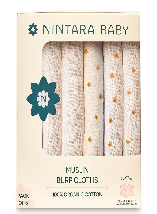 NINTARABABY Burp Cloths – 100% Organic Muslin Cotton, 7-Layer Absorbent & Waterproof, Extra-Large (55×30 cm), Soft & Hypoallergenic, Multipurpose Baby Essentials & Gift for Newborns, Pack of 6 - Image 1