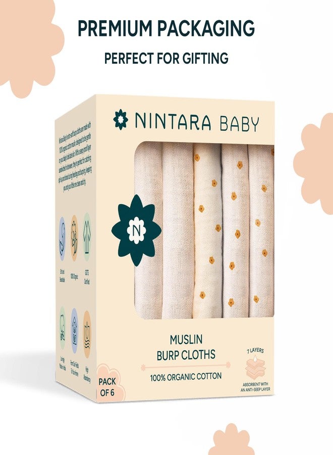 NINTARABABY Burp Cloths – 100% Organic Muslin Cotton, 7-Layer Absorbent & Waterproof, Extra-Large (55×30 cm), Soft & Hypoallergenic, Multipurpose Baby Essentials & Gift for Newborns, Pack of 6 - Image 5