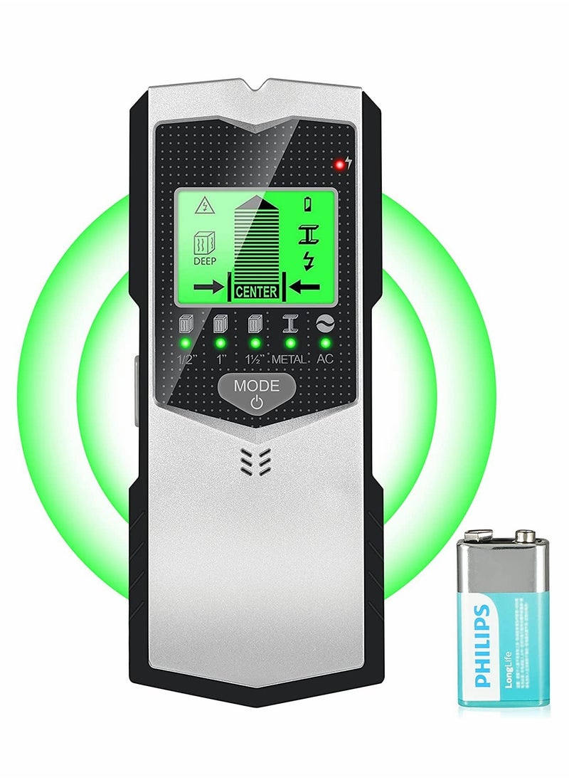 Excefore - Stud Finder, Wall Scanner, 5 in 1 Electronic Stud Sensor, Wall Detector Center Finding with LCD Backlit Display and Audio Alarm for Wood Beam, Metal Pipes, AC Wire Detection - Image 1
