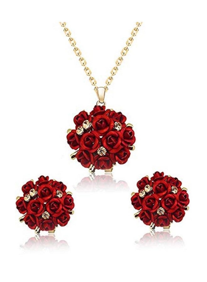 YouBella Jewellery Stylish Gold Plated Floral Necklace Jewellery for Women and Girls (Red) - Image 1