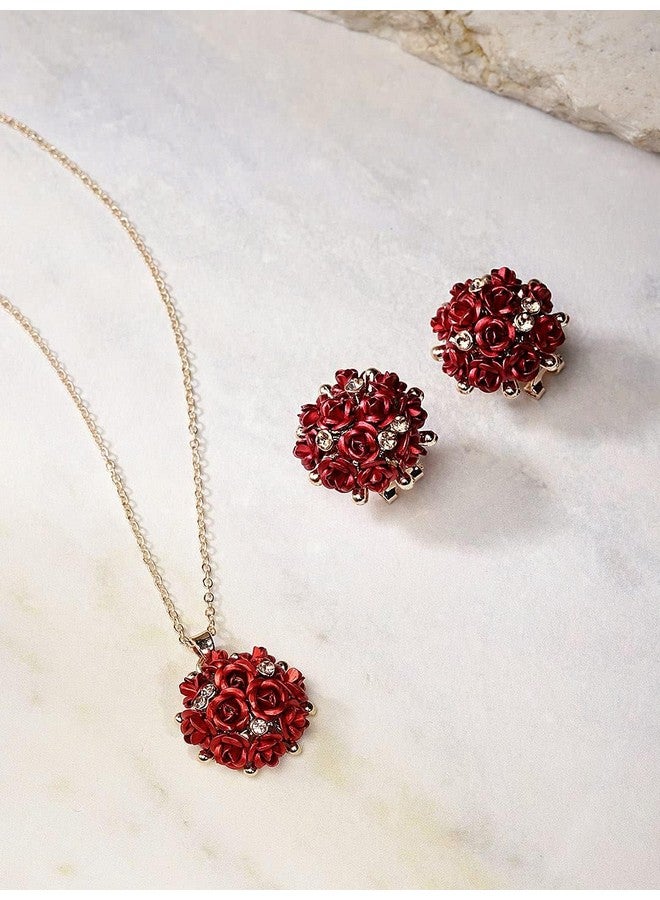 YouBella Jewellery Stylish Gold Plated Floral Necklace Jewellery for Women and Girls (Red) - Image 4