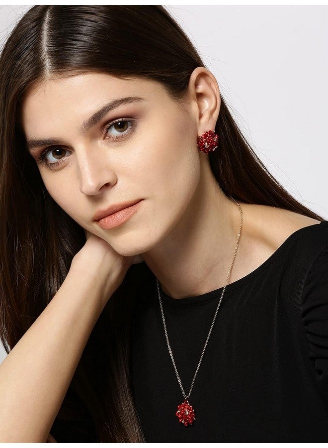 YouBella Jewellery Stylish Gold Plated Floral Necklace Jewellery for Women and Girls (Red) - Image 3