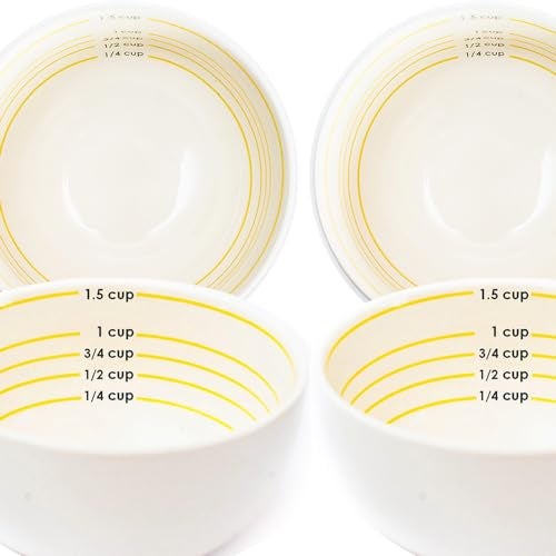 Uba Portion Control Bowl Porcelain for Measuring Bariatric Diet Diabetes 4 Pack
