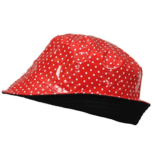 Toutacoo, Waterproof Vinyl Bucket Rain Hat Polka Dot - Red - Image 2