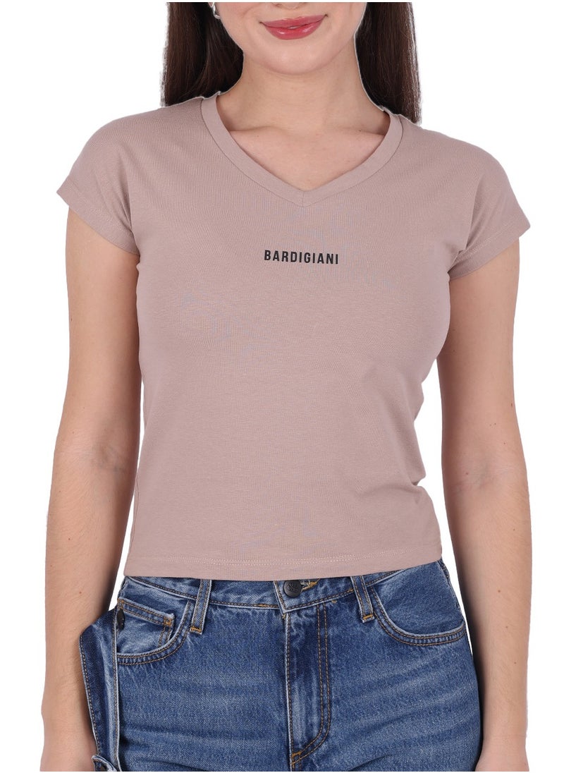 Bardigiani - Beige Sand Kimono V-Neck Shirt for Women - Image 1