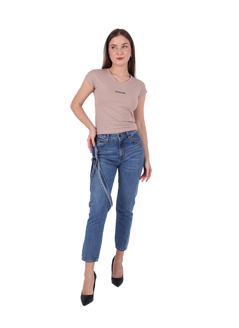 Bardigiani - Beige Sand Kimono V-Neck Shirt for Women - Image 1