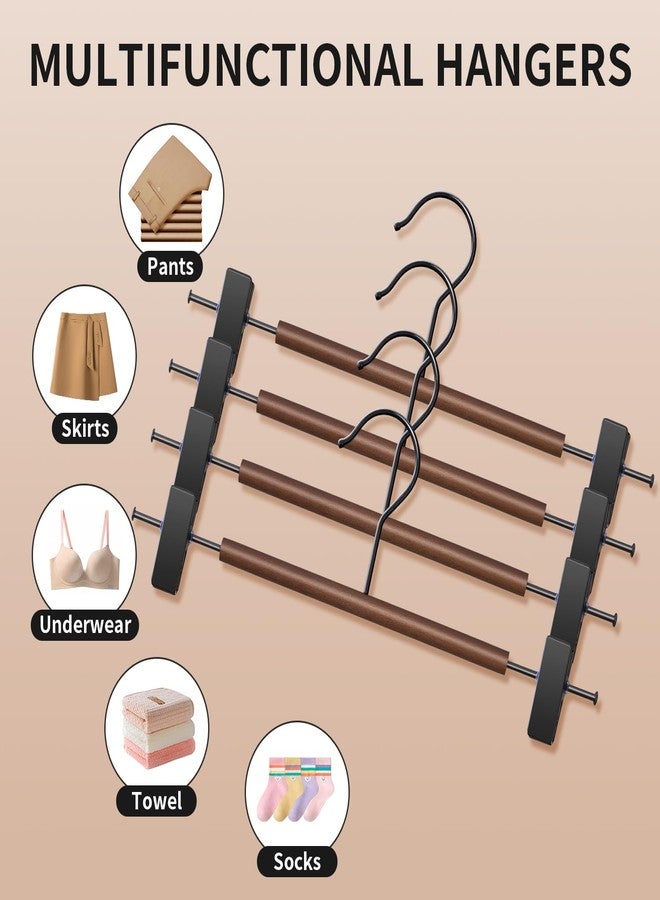 HWAJAN Wooden Pants Hangers with Clips 20 Pack Adjustable Wood Skirt Hangers for Women&Men Space Saving Closet Non Slip Clothes Hanger for Jeans,Trousers,Short,12Inch Brown - Image 5