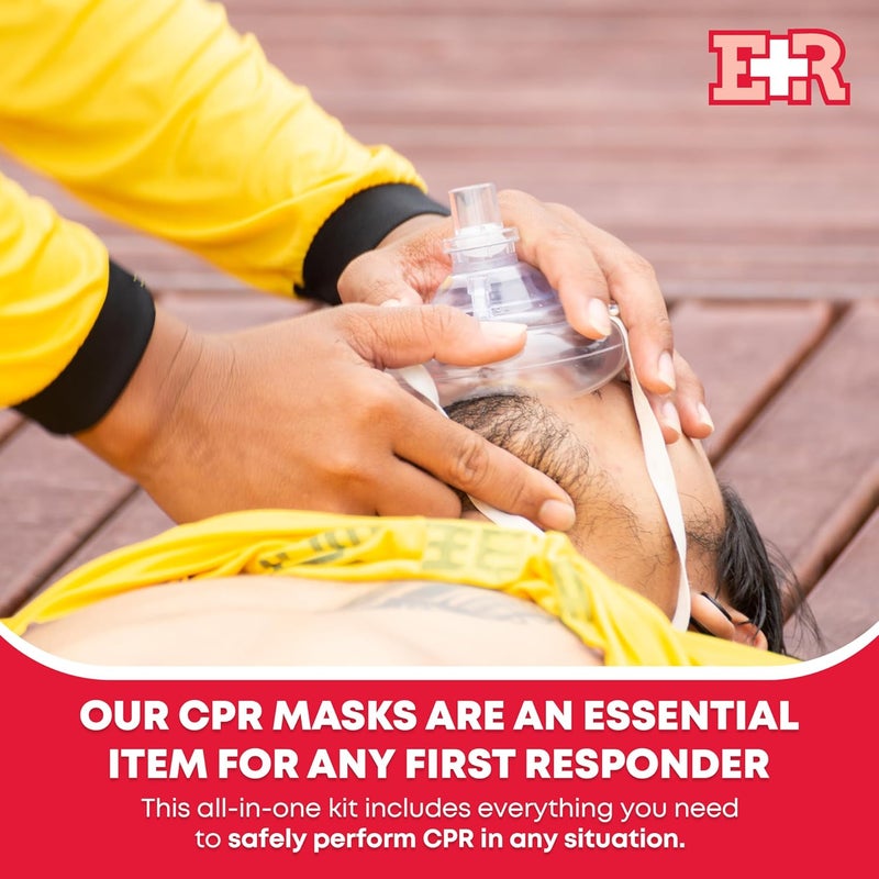 Ever Ready First Aid Adult and Infant CPR Mask Combo Kit – Includes 2 CPR Masks with One-Way Valves, Pair of Vinyl Gloves, 2 Alcohol Prep Pads – Portable Emergency CPR Kit – Red - Image 2