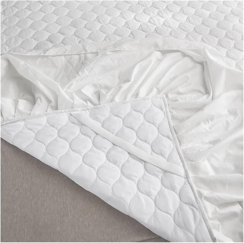 Double Bedspread Cotton Bed Skirts Linen Set Skirt Mattress Cover King Queen Size(Color-03,1.5mx2.0mx0.45m 3pcs) - Image 3